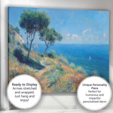 Sunny Coastal Cliff Wildflower Path Seascape Impressionist Canvas Wall Art Print Decor Picture Ready to Hang