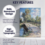 Rustic Wooden Footbridge Woodland Stream Impressionist Landscape Canvas Wall Art Print Decor Picture Ready to Hang