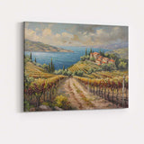 Tuscan Vineyard Lake View Mediterranean Countryside Impressionist Canvas Wall Art Print Decor Picture Ready to Hang