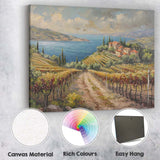Tuscan Vineyard Lake View Mediterranean Countryside Impressionist Canvas Wall Art Print Decor Picture Ready to Hang