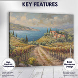 Tuscan Vineyard Lake View Mediterranean Countryside Impressionist Canvas Wall Art Print Decor Picture Ready to Hang