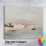 Soft Impressionist White Coastal Village Sailing Boats Harbour Canvas Wall Art Print Decor Picture Ready to Hang