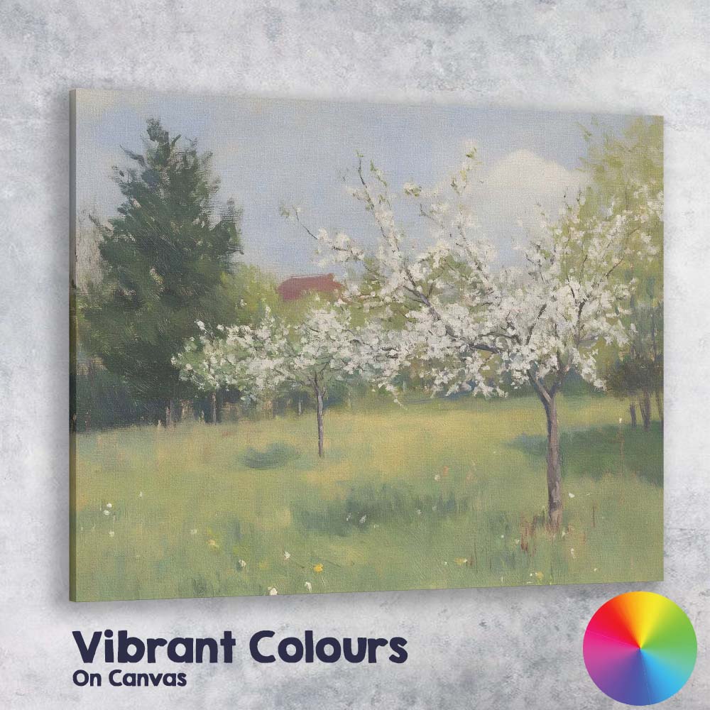 Spring Blossom Orchard White Flowering Trees Landscape Canvas Wall Art Print Decor Picture Ready to Hang