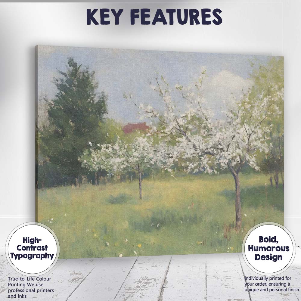 Spring Blossom Orchard White Flowering Trees Landscape Canvas Wall Art Print Decor Picture Ready to Hang