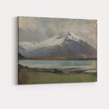 Snow Capped Mountain Lake Serene Landscape Oil Painting Canvas Wall Art Print Decor Picture Ready to Hang