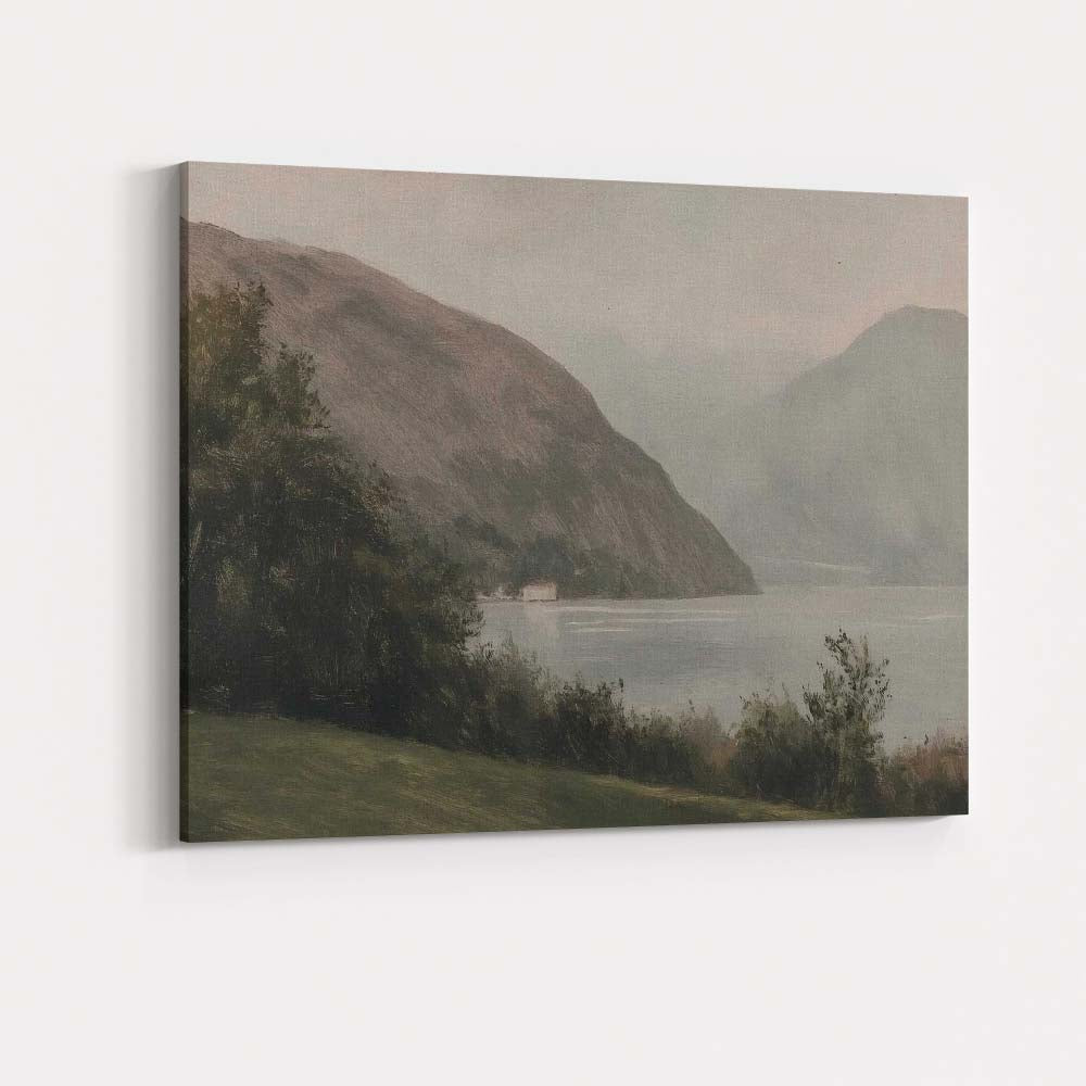 Misty Lakeside Mountain Valley Tranquil Nature Landscape Canvas Wall Art Print Decor Picture Ready to Hang