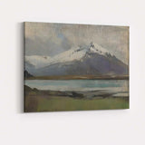 Moody Snowy Mountain Lake Panoramic Landscape Painting Canvas Wall Art Print Decor Picture Ready to Hang