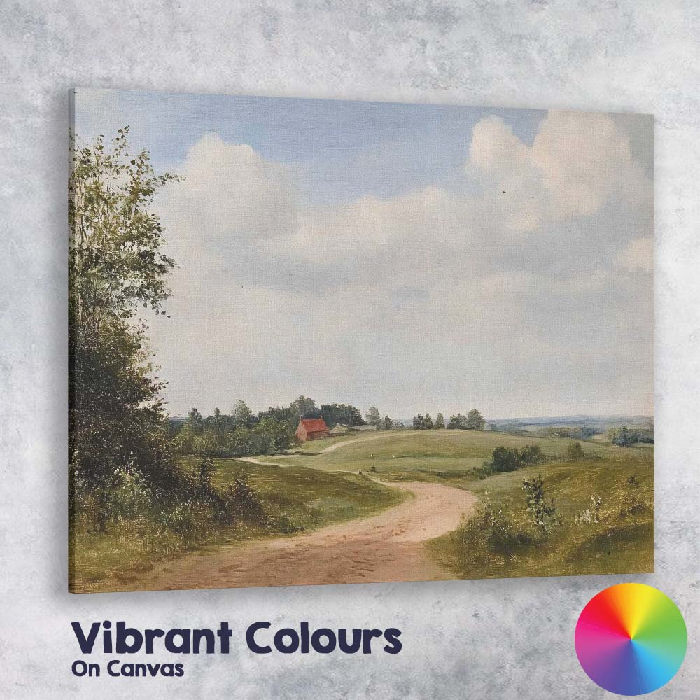 Sunny Country Lane Rolling Hills Rural Landscape Canvas Wall Art Print Decor Picture Ready to Hang