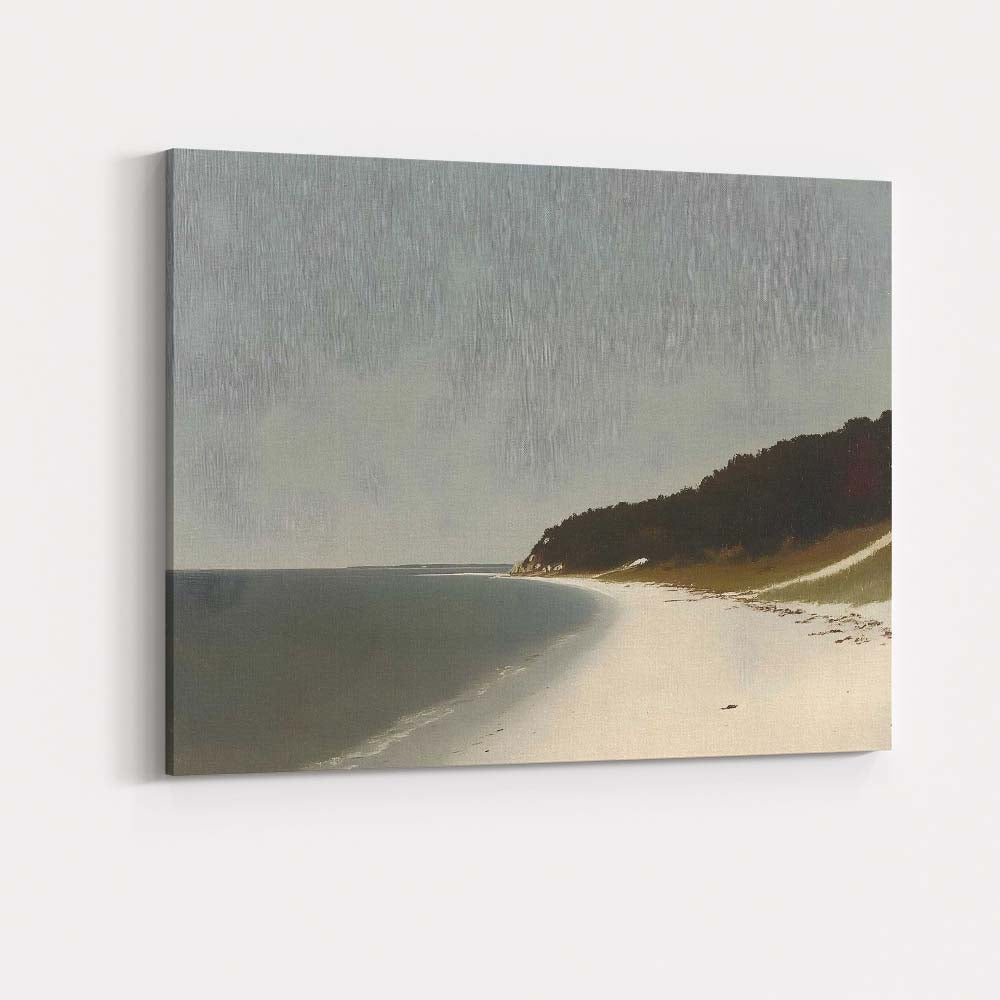 Peaceful Curved Sandy Beach Coastal Shoreline Landscape Canvas Wall Art Print Decor Picture Ready to Hang