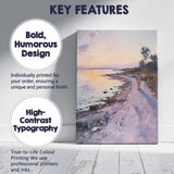 Pastel Sunset Coastal Path Solitary Figure Seascape Canvas Wall Art Print Decor Picture Ready to Hang