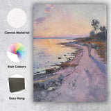 Pastel Sunset Coastal Path Solitary Figure Seascape Canvas Wall Art Print Decor Picture Ready to Hang
