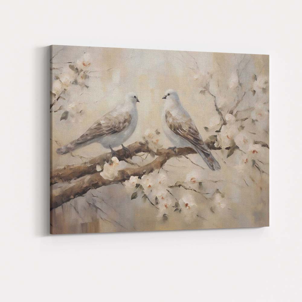 Soft White Dove Blossom Branch Romantic Nature Painting Canvas Wall Art Print Decor Picture Ready to Hang