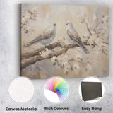 Soft White Dove Blossom Branch Romantic Nature Painting Canvas Wall Art Print Decor Picture Ready to Hang