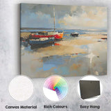 Colourful Harbour Fishing Boats Coastal Waterscape Painting Canvas Wall Art Print Decor Picture Ready to Hang