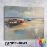 Colourful Harbour Fishing Boats Coastal Waterscape Painting Canvas Wall Art Print Decor Picture Ready to Hang