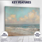 Soft Turquoise Ocean Waves Coastal Beach Seascape Painting Canvas Wall Art Print Decor Picture Ready to Hang