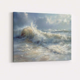 Dramatic Ocean Waves Crashing Shore Seascape Painting Canvas Wall Art Print Decor Picture Ready to Hang