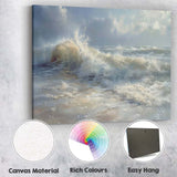 Dramatic Ocean Waves Crashing Shore Seascape Painting Canvas Wall Art Print Decor Picture Ready to Hang