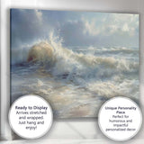 Dramatic Ocean Waves Crashing Shore Seascape Painting Canvas Wall Art Print Decor Picture Ready to Hang