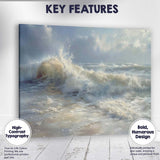 Dramatic Ocean Waves Crashing Shore Seascape Painting Canvas Wall Art Print Decor Picture Ready to Hang