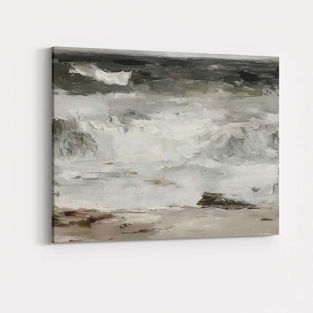 Contemporary Textured Monochrome Ocean Wave Abstract Seascape Canvas Wall Art Print Decor Picture Ready to Hang