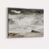 Contemporary Textured Monochrome Ocean Wave Abstract Seascape Canvas Wall Art Print Decor Picture Ready to Hang
