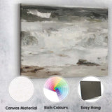 Contemporary Textured Monochrome Ocean Wave Abstract Seascape Canvas Wall Art Print Decor Picture Ready to Hang