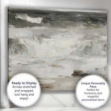 Contemporary Textured Monochrome Ocean Wave Abstract Seascape Canvas Wall Art Print Decor Picture Ready to Hang