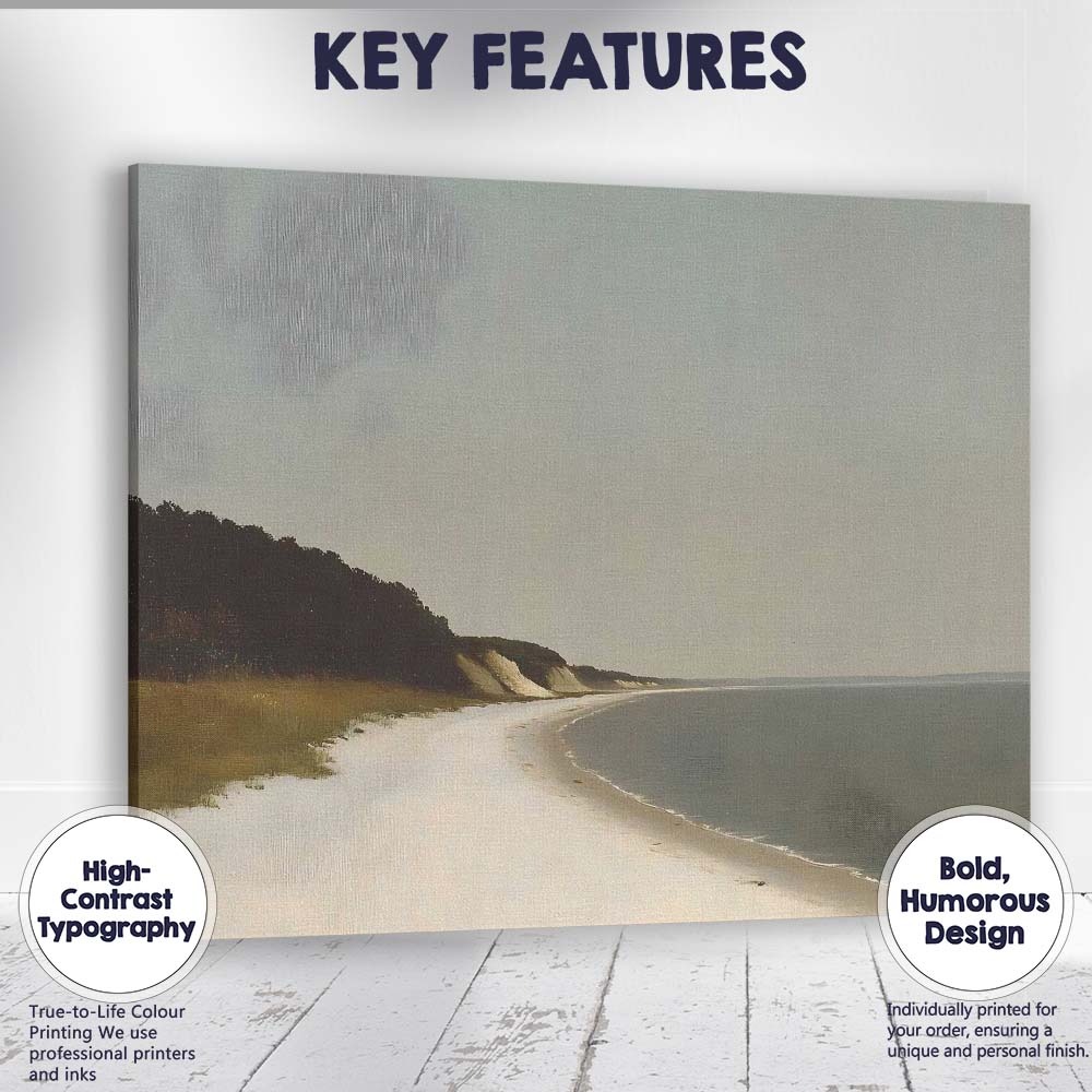 Coastal Sand Dunes Tranquil Seaside Beach Landscape Canvas Wall Art Print Decor Picture Ready to Hang