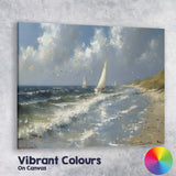 Impressionist Sailing Boats Coastal Seascape Ocean Canvas Wall Art Print Decor Picture Ready to Hang
