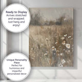 Neutral Wild Daisy Meadow Textured Floral Abstract Canvas Wall Art Print Decor Picture Ready to Hang