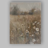 Neutral Wild Daisy Meadow Textured Floral Abstract Canvas Wall Art Print Decor Picture Ready to Hang