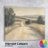 Soft Neutral Country Road Rolling Hills Landscape Canvas Wall Art Print Decor Picture Ready to Hang