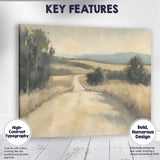 Soft Neutral Country Road Rolling Hills Landscape Canvas Wall Art Print Decor Picture Ready to Hang