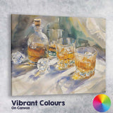 Abstract Watercolour Whisky Decanter Crystal Glasses Still Life Canvas Wall Art Print Decor Picture Ready to Hang