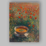 Rustic Tomato Soup Bowl Wild Poppy Garden Impressionist Canvas Wall Art Print Decor Picture Ready to Hang