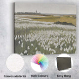 White Cotton Grass Meadow Rural Landscape Canvas Wall Art Print Decor Picture Ready to Hang