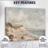 Coastal Cliff Village Beach Seascape Landscape Painting Canvas Wall Art Print Decor Picture Ready to Hang