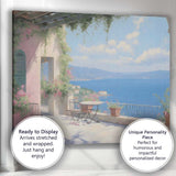 Mediterranean Sea View Terrace Coastal Balcony Landscape Canvas Wall Art Print Decor Picture Ready to Hang