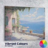 Mediterranean Sea View Terrace Coastal Balcony Landscape Canvas Wall Art Print Decor Picture Ready to Hang