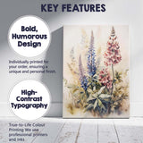 Soft Watercolour Pink Blue Lupine Wildflower Botanical Illustration Canvas Wall Art Print Decor Picture Ready to Hang