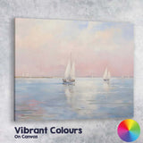 Pastel Coastal Sailboats Tranquil Seascape Impressionist Canvas Wall Art Print Decor Picture Ready to Hang