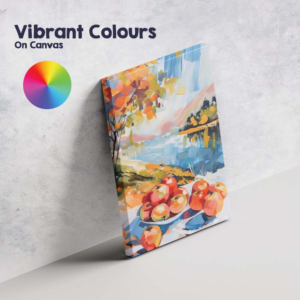 Colourful Contemporary Apple Still Life Abstract Landscape Canvas Wall Art Print Decor Picture Ready to Hang