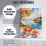Colourful Contemporary Apple Still Life Abstract Landscape Canvas Wall Art Print Decor Picture Ready to Hang