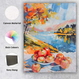 Colourful Contemporary Apple Still Life Abstract Landscape Canvas Wall Art Print Decor Picture Ready to Hang