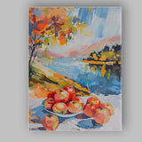 Colourful Contemporary Apple Still Life Abstract Landscape Canvas Wall Art Print Decor Picture Ready to Hang