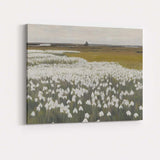 Peaceful White Wildflower Meadow Rustic Countryside Landscape Canvas Wall Art Print Decor Picture Ready to Hang