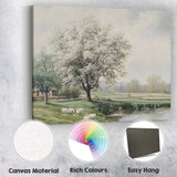 Blooming White Blossom Tree Pastoral Sheep Landscape Canvas Wall Art Print Decor Picture Ready to Hang