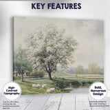 Blooming White Blossom Tree Pastoral Sheep Landscape Canvas Wall Art Print Decor Picture Ready to Hang