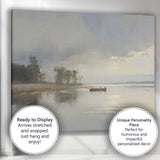 Minimalist Misty Lake Fishing Boat Calm Landscape Canvas Wall Art Print Decor Picture Ready to Hang